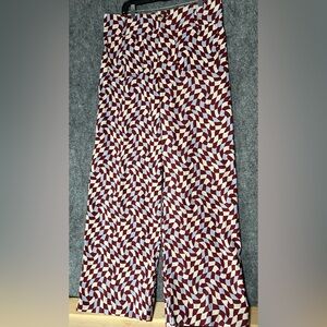 Anthropologie Maeve Women’s 32T  The Colette Pant Wide Leg Checkered Like Print